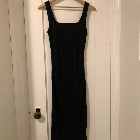 Maternity Fitted Sleeveless Square-Neck Midi Dress - Picture 1 of 5